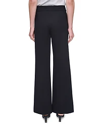 Karl Lagerfeld Paris Women's Side-Button Wide-Leg Ponte Pants