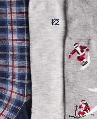 Perry Ellis Portfolio Men's Santa Ski Flat-Knit Plaid Socks, 3-Pack