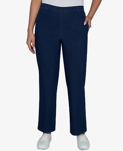 Alfred Dunner Petite Pull-On Straight Denim Pants