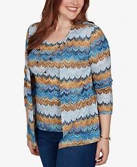 Alfred Dunner Petite 3/4-Sleeve Scoop Neck Top