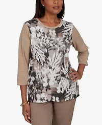 Alfred Dunner Petite Crewneck 3/4-Sleeve T-Shirt