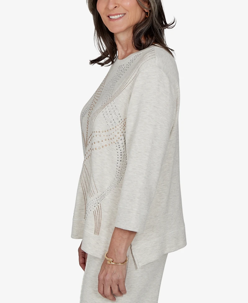 Alfred Dunner Petite 3/4-Sleeve Embellished Top