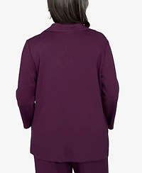Alfred Dunner Petite 3/4-Sleeve Floral-Applique Knit Top
