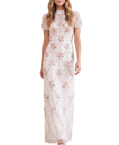 Needle & Thread Women's High-Neck Embroidered Maxi Gown