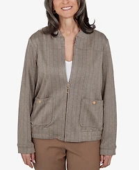 Alfred Dunner Women's Stripe Bomber Jacket