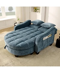 Streamdale Furniture 2-Seater Sofa Chaise with Storage Footrest and Pillows