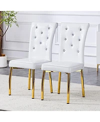 Streamdale Furniture Set of 2 Retro Alligator-Textured Dining Chairs with Crystal Buckle