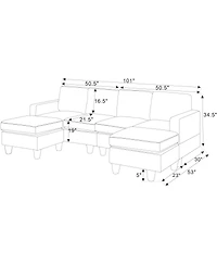 Streamdale Furniture Savannah Modular Corduroy Sectional Sofa with Ottoman