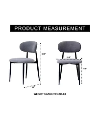 Streamdale Furniture Upholstered Fabric Dining Chairs with Black Metal Legs, Set of 2