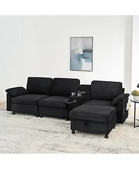 Streamdale Furniture Modern Modular L-Shaped Sectional Sofa with Storage and Cup Holders