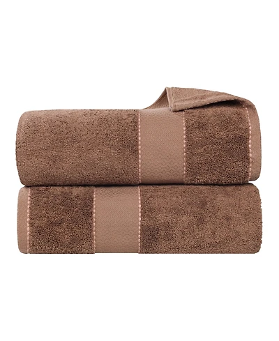 Superior Niles Egypt Produced Giza Dobby Ultra-Plush Thick Soft Absorbent 2-Piece Bath Sheet Set