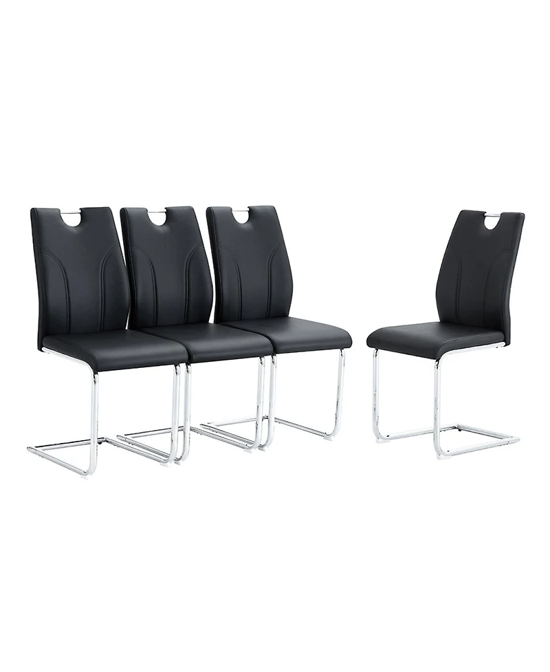 Streamdale Furniture Pu Dining Chair Set of 2 with Silver Metal Legs