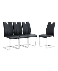 Streamdale Furniture Pu Dining Chair Set of 2 with Silver Metal Legs