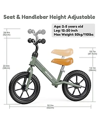Allobebe Toddler Balance Bike with Adjustable Seat, Flashing Wheel, Indoor/Outdoor, Ages 2-5
