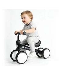 Allobebe Baby Balance Bike 4-Wheel Ride-On with Adjustable Seat & Silent Wheels, Ages 12-30 Months