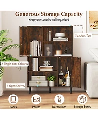 Slickblue 4 Tier Open Shelf Storage Cabinet with Doors for Entryway Organization
