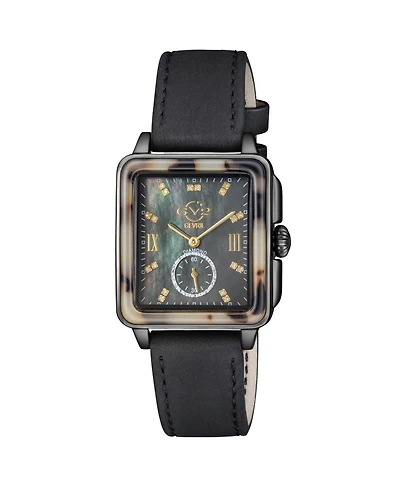 GV2 by Gevril Women's Bari Tortoise Swiss Quartz Italian Leather Strap Diamond Watch