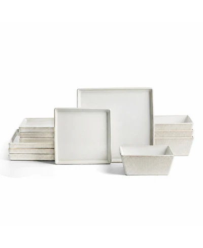 Stone Lain Grace Fluted 12-Piece Dinnerware Set, Service for 4