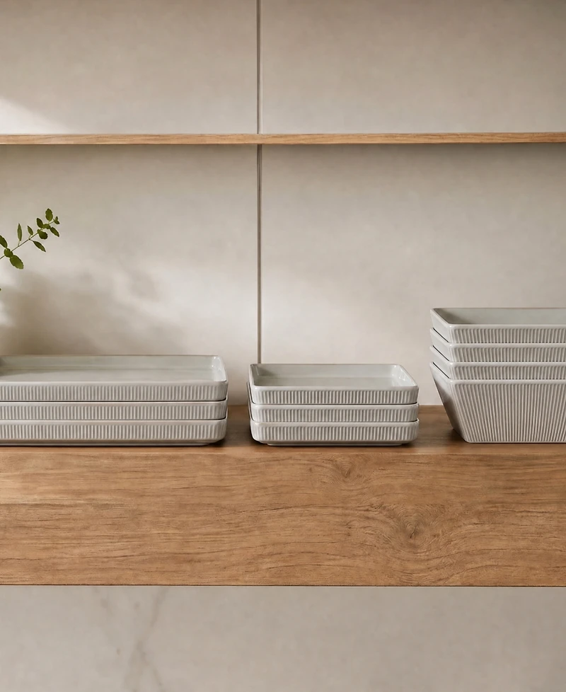 Stone Lain Grace Fluted 24-Piece Dinnerware Set, Service for 8,