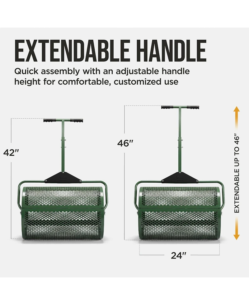Best Choice Products 24" Compost Spreader, Steel Lawn and Peat Moss Topdresser, Adjustable T-Shaped Handle