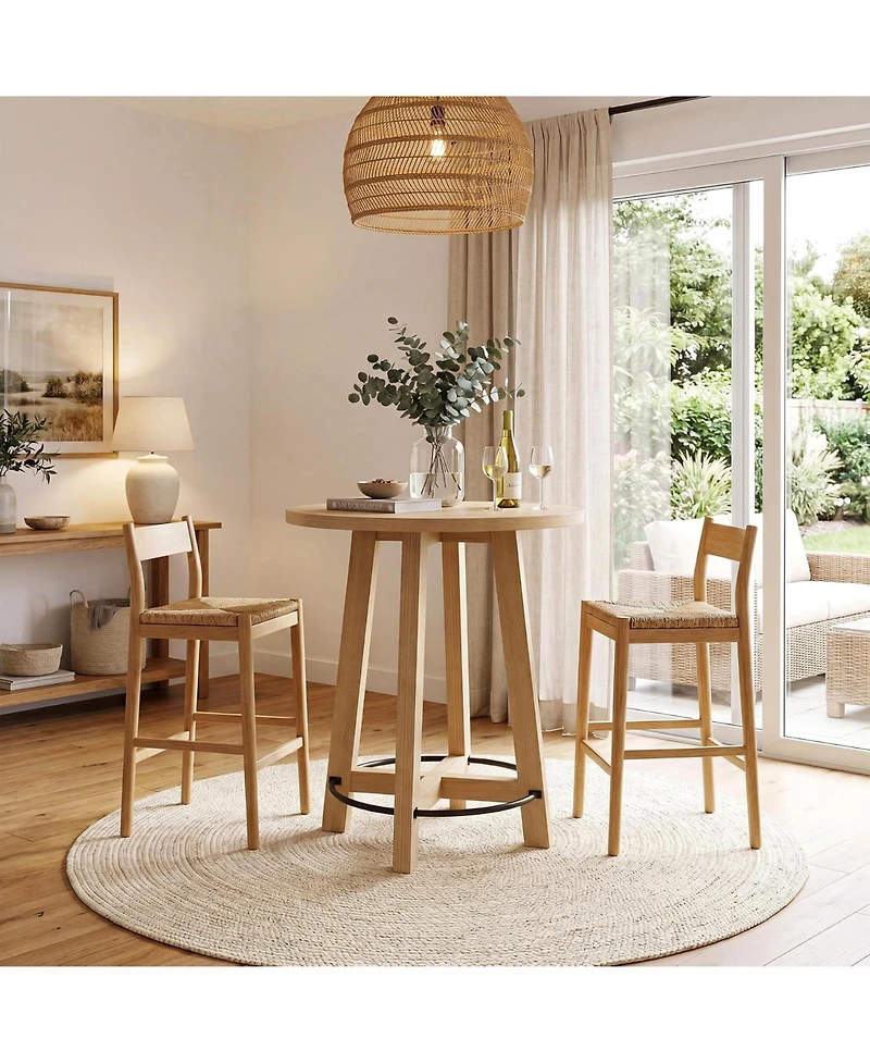 Tribesigns Light Wood Round Bar Table, Modern Bistro Pub Table, Oak