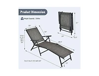 Lucky One Foldable Patio Chaise Lounge Chair with Adjustable Backrest and Footrest