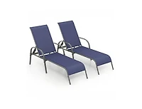 Lucky One 2 Pack Adjustable Patio Chaise Lounge Chairs with Armrests Fabric Outdoor Recliners