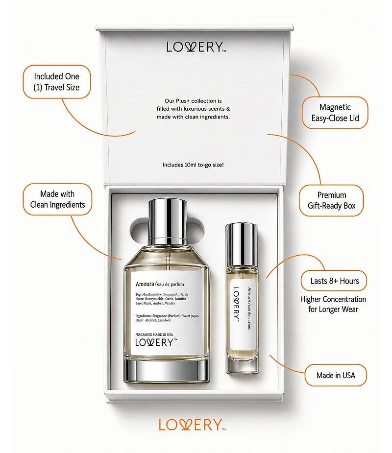 Lovery Amoura Perfume Set - 3.4fl oz Women Fragrance Gift Set with Travel Size Perfume for Women