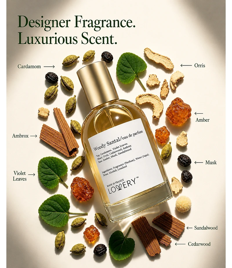 LoveryPlus Woody Santal Eau de Parfum 3pc Gift Set - 3.4fl oz Women Perfume Gift Set with 2 Mini Perfumes