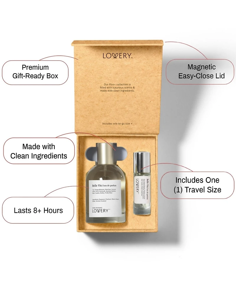 LoveryPlus Belle Vie Perfume Set - 3.4fl oz Womens Fragrance Gift Set with Travel Size Perfume for Women