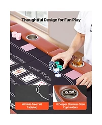 Sugift 8 Player 72 Inch Oval Folding Poker Table with Padded Rails and Metal Cup Holders