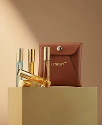 Lovery Travel Pefume Set for Men, 5pieces Colognes Spray, Woody Scent Layering Fragrances with Leather Pouch