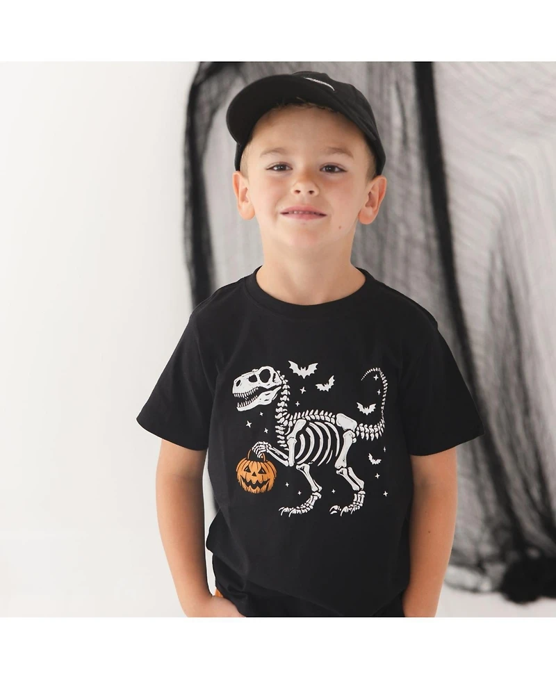 Sweet Wink Little Boys Dinosaur Skeleton Halloween Short Sleeve T-Shirt
