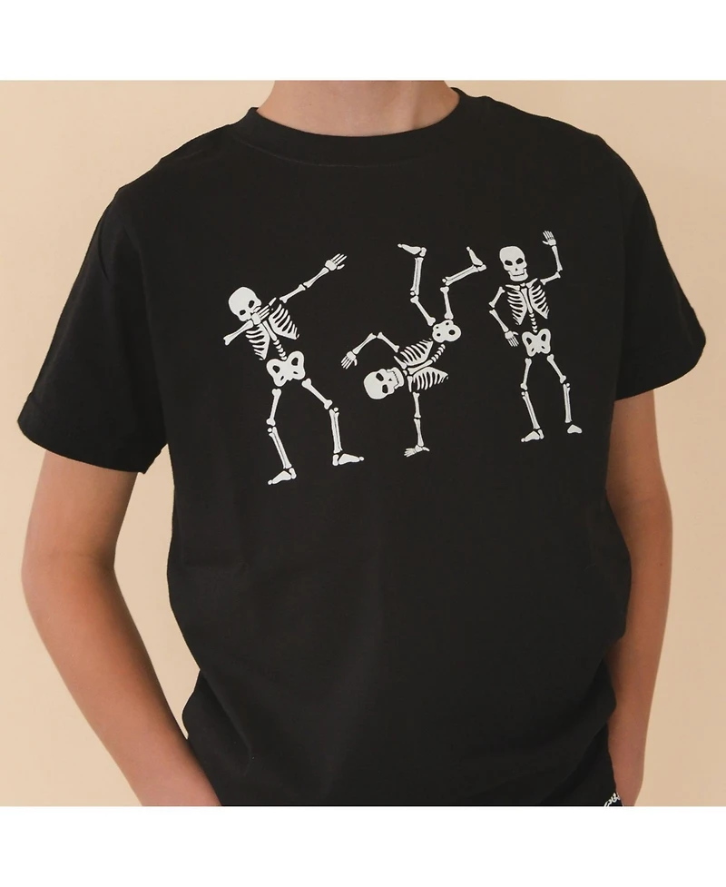 Sweet Wink Little Boys Glow In The Dark Silly Skelly Halloween Short Sleeve T-Shirt