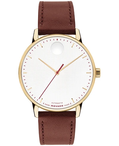 Movado Men's Movado Face Automatic Brown Leather Watch 39mm