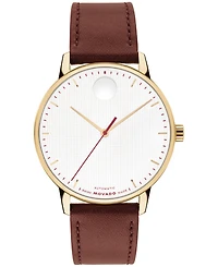 Movado Men's Movado Face Automatic Brown Leather Watch 39mm