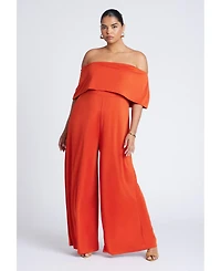 Eloquii Women's Plus Off Shoulder Jumpsuit