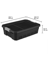 Sterilite 10 Gallon Industrial Stacker Storage Totes w/ Gray Clip Lids (6 Pack)