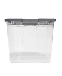 Homz 64 Qt Secure Latching Large Clear Plastic Storage Bin w/ Gray Lid (4 Pack)