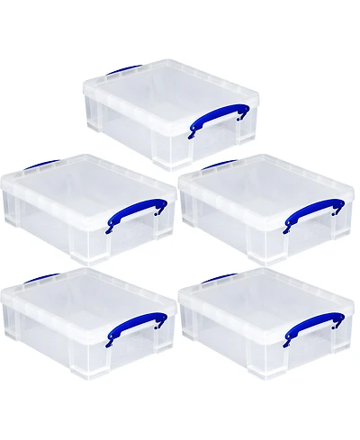 Really Useful Box 8.1L Plastic Storage Container with Clip Lock Handle (5 Pack)