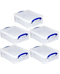 Really Useful Box 8.1L Plastic Storage Container with Clip Lock Handle (5 Pack)