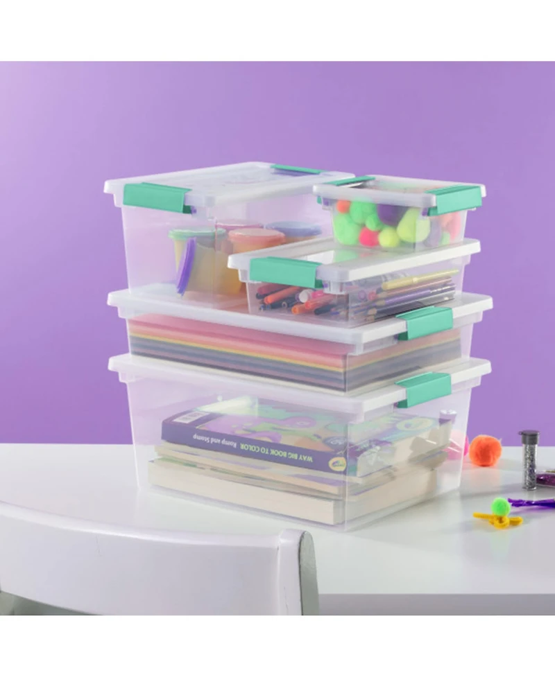 Sterilite 64 Quart Latching Storage Tote Box (12 Pack) and Deep Clip Box (4 Pack)