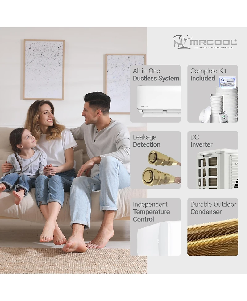 Mrcool Diy 5th Gen 18K Btu Multi-Zone Ductless Mini Split Air Conditioner, White