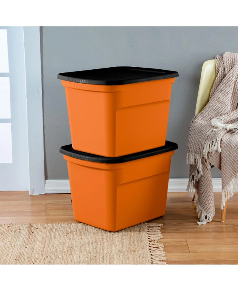 Sterilite 18 Gallon Orange Plastic Storage Container Bin Tote with Lid (16 Pack)