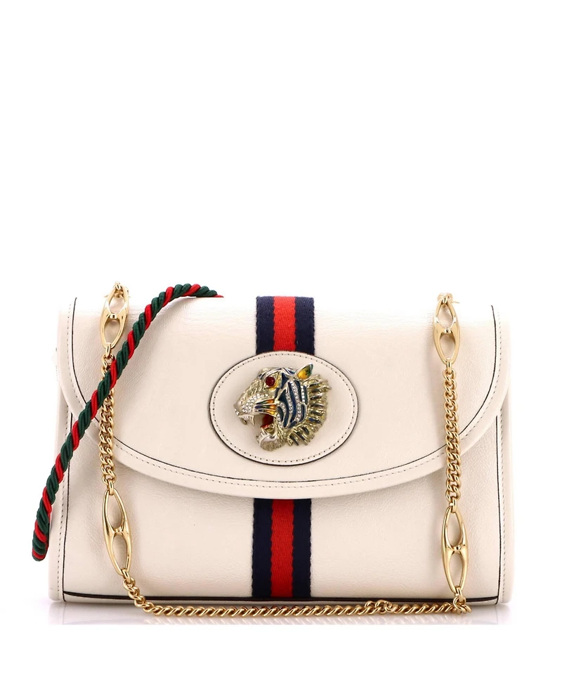 Pre-Owned Gucci Small Rajah Web Chain Shoulder Bag Leather