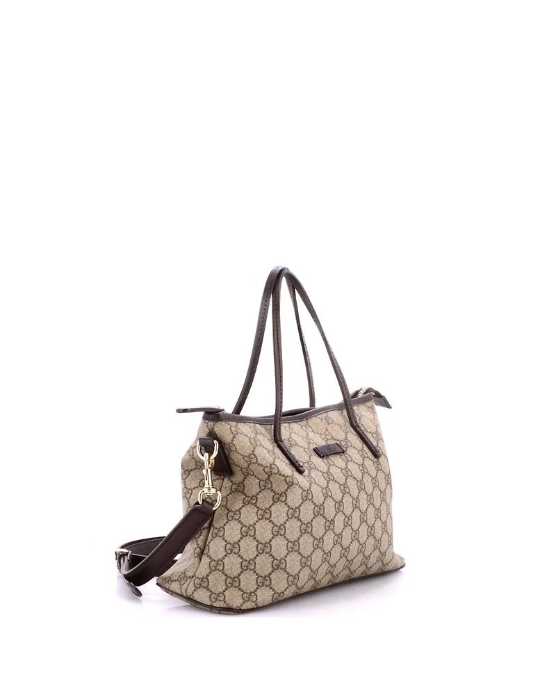 Pre-Owned Gucci Small Convertible Zip Tote Gg Coated Canvas with Leather