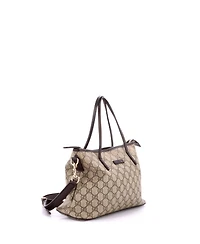 Pre-Owned Gucci Small Convertible Zip Tote Gg Coated Canvas with Leather
