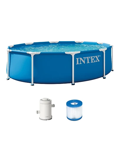 Intex 28201EP 10ft x 30in Metal Frame Above Ground Pool Set w/ Pump and Cartridge