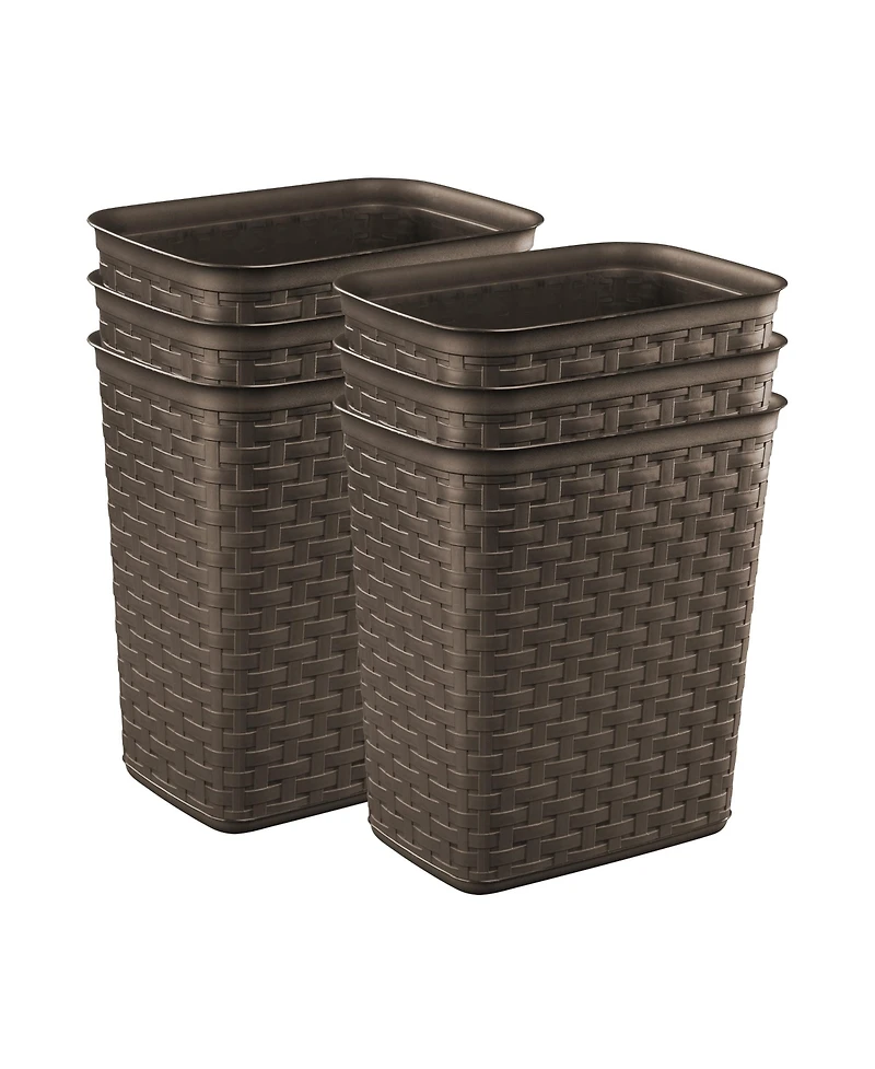Sterilite Weave 3.4 Gallon Plastic Home/Office Wastebasket Trash Can (6 Pack)