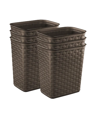 Sterilite Weave 3.4 Gallon Plastic Home/Office Wastebasket Trash Can (6 Pack)